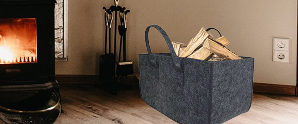 felt storage basket for firewood